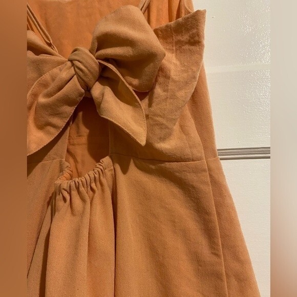 Molly Green Vintage Style Peach Button Down Strappy Cottage Dress with Bow Back - Picture 5 of 16